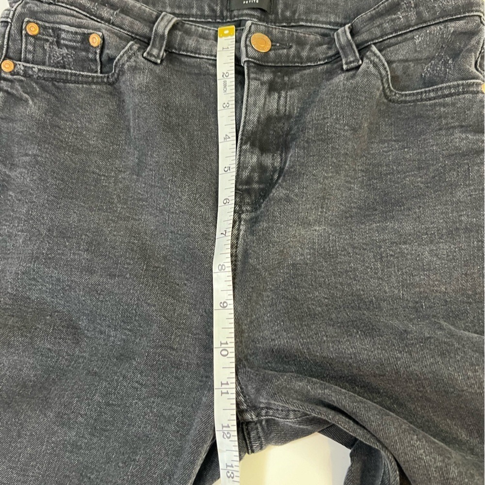 River Island Petite Black Wash High Rise Distressed Raw Hem Straight Leg Jeans - Picture 11 of 15